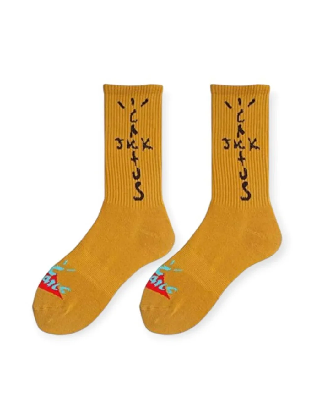Lot of (2) Pairs of Travis Scott Cactus Jack Socks Brown Yellow Men One Size